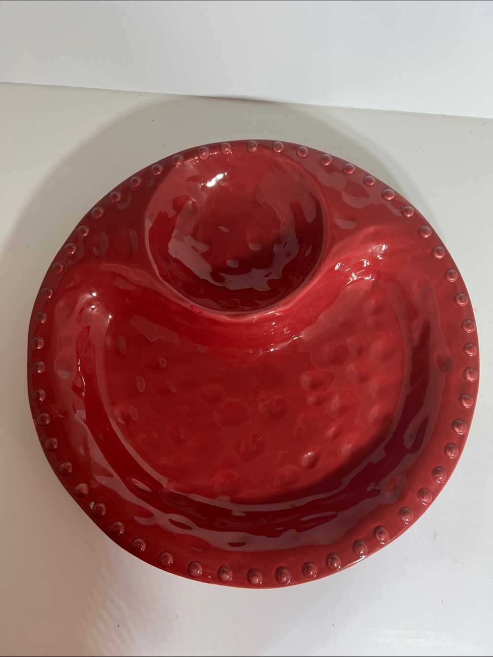 IKEA Red Glazed Chip and Dip Platter